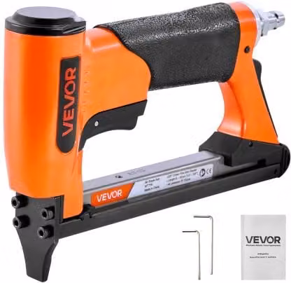 Chiodatrice Pneumatica VEVOR Arancione in Lega di Alluminio per Tappezzeria Calibro 22 con Punti Metallici Serie 71 e Corona da 9,5 mm