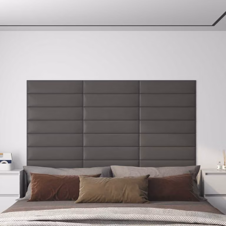 Set di 12 pannelli per testiera da parete vidaXL in tessuto grigio, L: 60 cm, H: 15 cm, Spessore: 1,5 cm