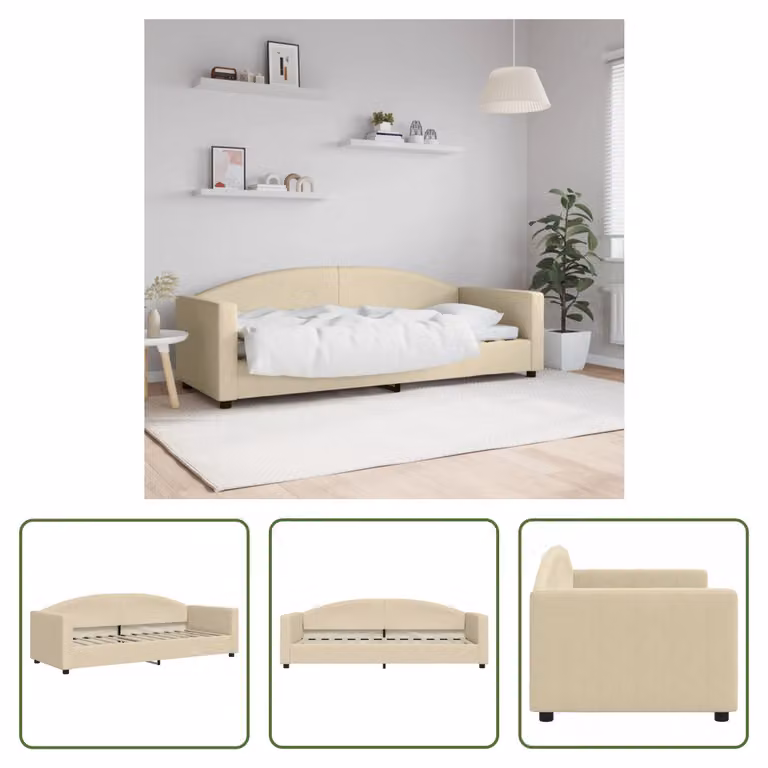 The Living Store Daybed Crema 80x200 cm tessuto
