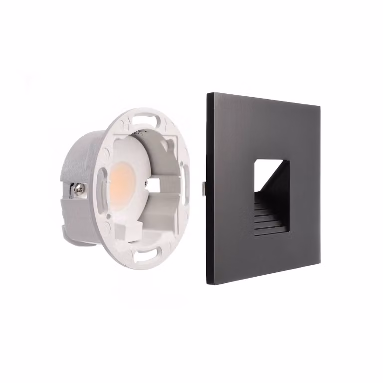 Deko-Light Applique a LED da incasso SET Alwaid nero 8 x cm livello 2.700K, Nero, Corridoio, Alluminio, Moderno, Faretto da incasso a parete