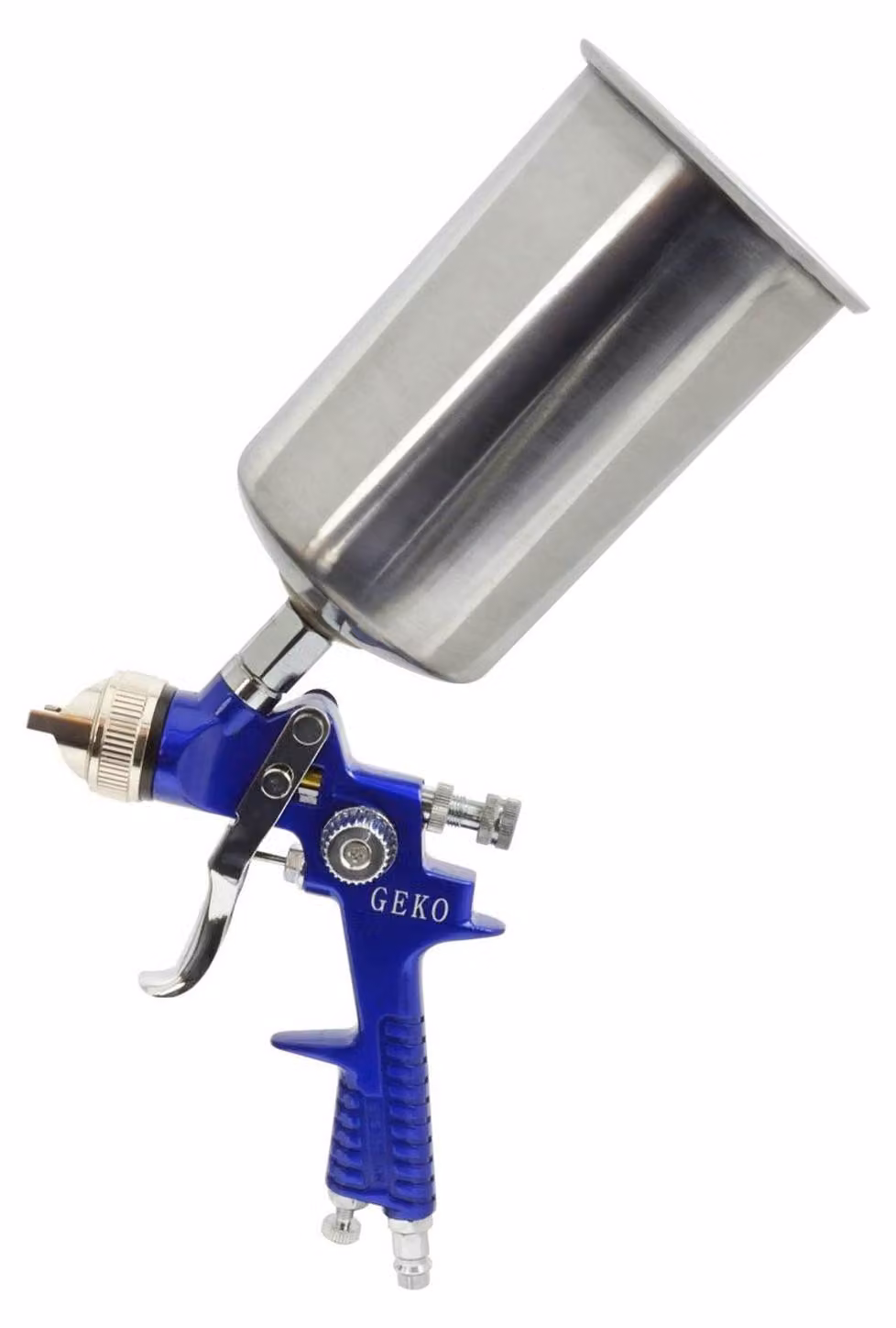 Pistola per verniciare a spruzzo professionale,serbatoio in acciaio inox soprastante con capacità 600 ml e ugello 1,4 mm, Geko