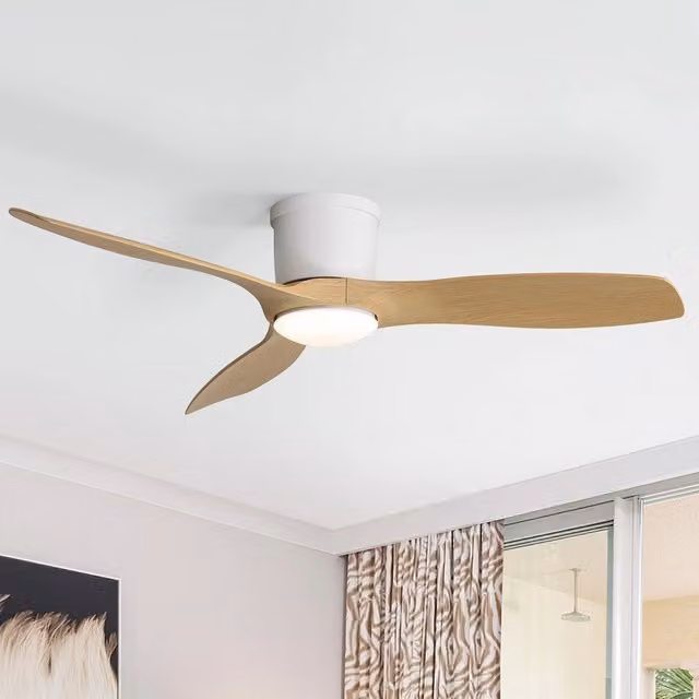 Ventilatore da soffitto Minimal bianco con telecomando, 3 pale in ABS, motore DC reversibile silenzioso e illuminazione LED dimmerabile, diametro: 132 cm