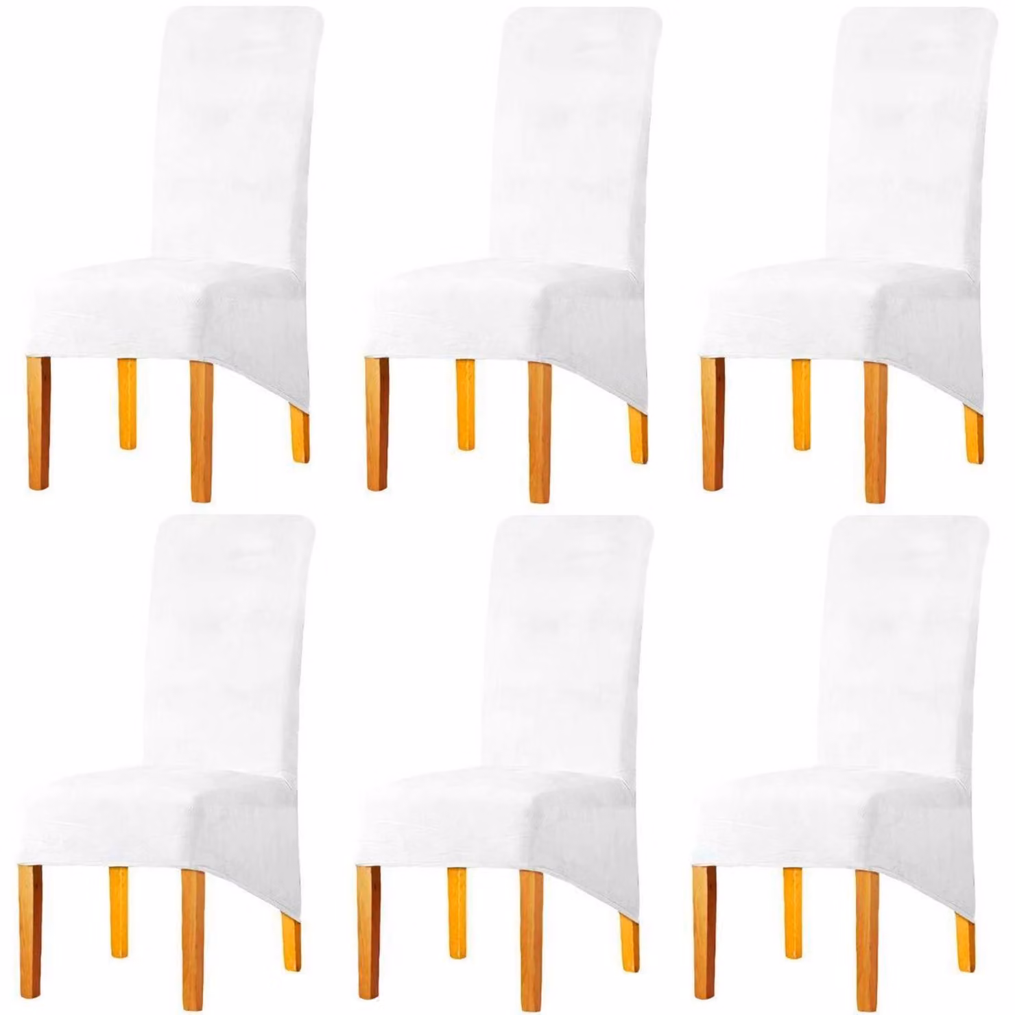 Copri sedie in velluto, colore bianco, adatti a sedie da pranzo di dimensioni XL, set da 6