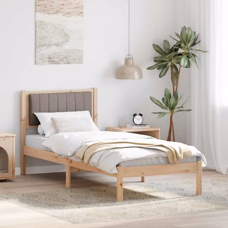 Letto con testiera rivestita in tessuto vidaXL in pino massello L 80 x P 200 cm