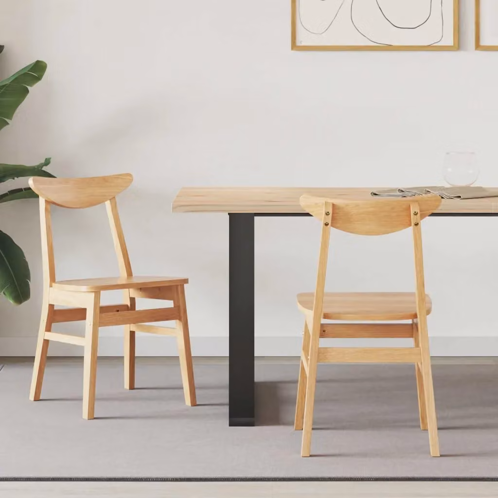 Set di 2 sedie da pranzo e cucina moderne in legno di gomma color beige, L 42 cm x P 47,5 cm x H 81 cm – 2