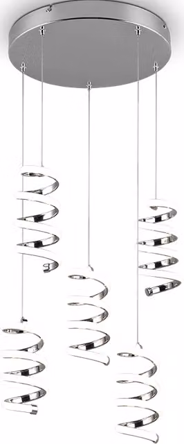 Lampada a sospensione LED 5 luci, metallo, cromo, 45x150x45 cm, Laola