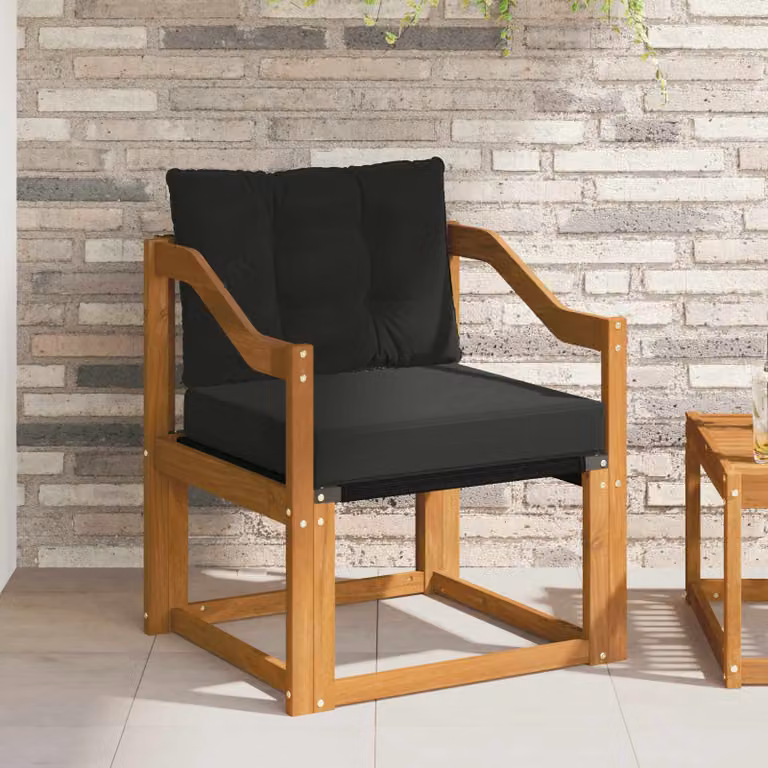 Set di 2 divani da esterno vidaXL in legno di acacia massello naturale con cuscini in tessuto e schiuma per giardino e terrazza