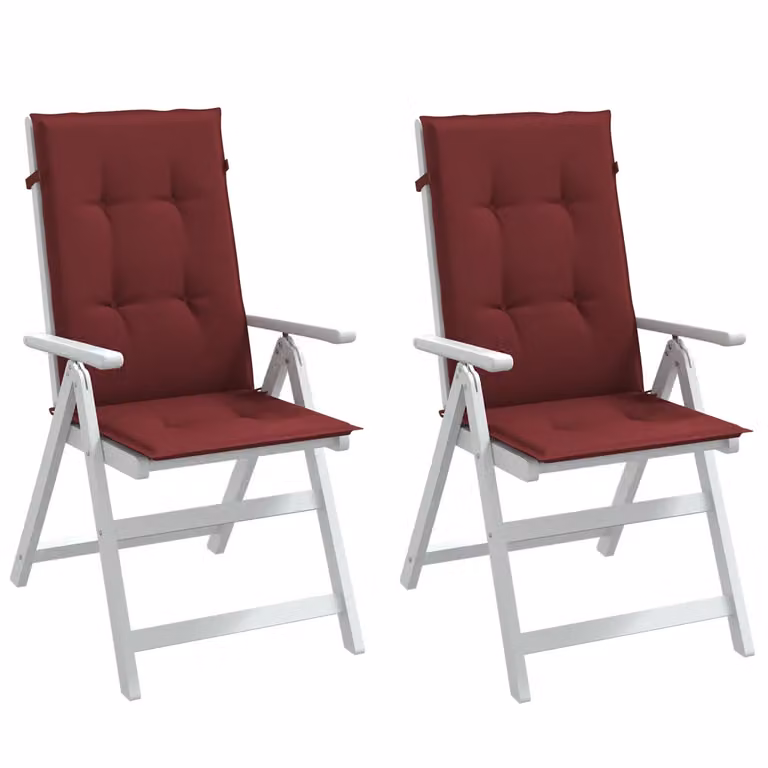 Set di 2 cuscini per schienale di sedia vidaXL, colore rosso, con imbottitura in schiuma e lacci di fissaggio, L 120 cm x P 50 cm x H 4 cm