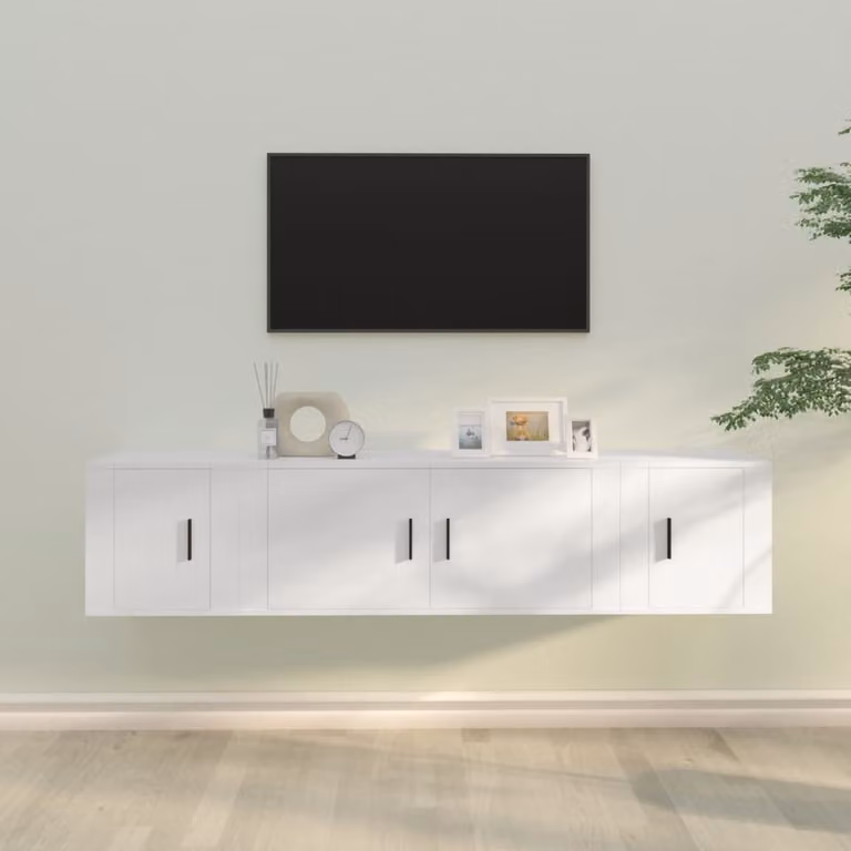 Set di mobili porta TV da 3 pezzi vidaXL in legno multistrato bianco per il tuo soggiorno