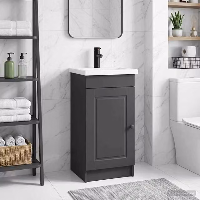 Mobile da bagno moderno vidaXL con lavabo nero opaco L: 42 cm, P: 40 cm, H: 84,5 cm