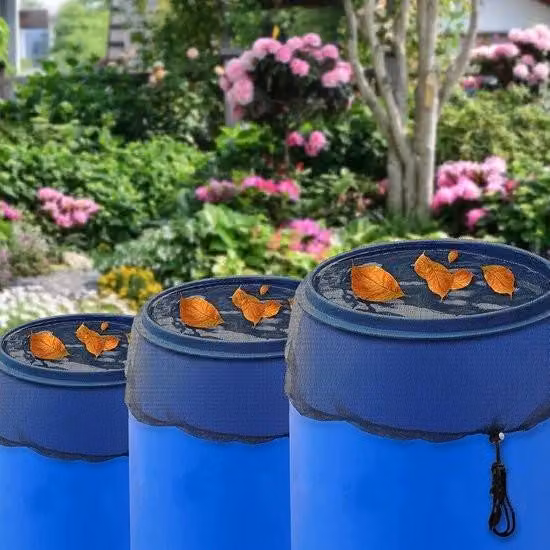 2 coperture impermeabili per cisterne con cordoncino, 95 cm – proteggono da zanzare, foglie e piccoli animali