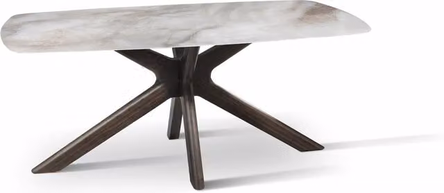 E-Stylo Tavolo fisso rettangolare con top in ceramica lucida e base in massello di noce L: 180 cm, P: 131 cm, H: 76 cm – 1