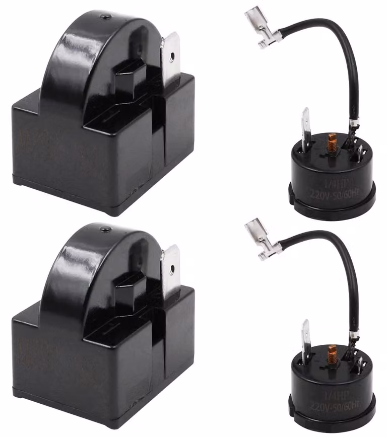 Relè di avviamento per compressore, 2 pin, 15 Ohm, con protezione da sovraccarico, 1/4 HP