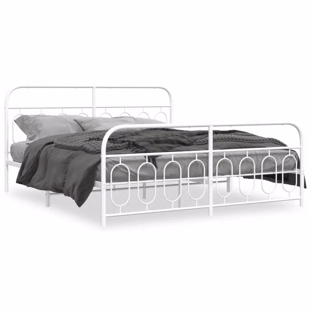 Giroletto vidaXL con testiera e pediera in metallo bianco L: 198 cm, P: 100 cm, H: 207 cm – 2