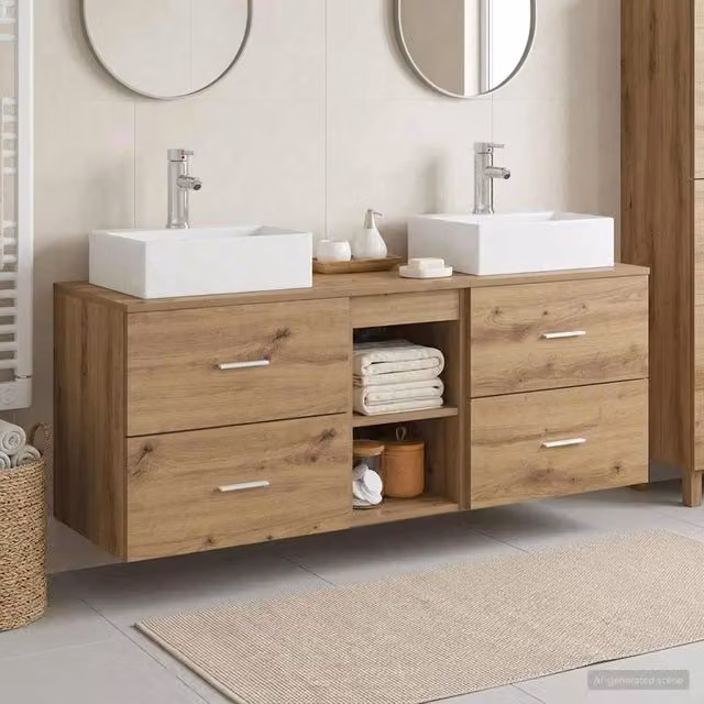 Set di Armadi da Bagno 3 pz Rovere Artigianale 3405842