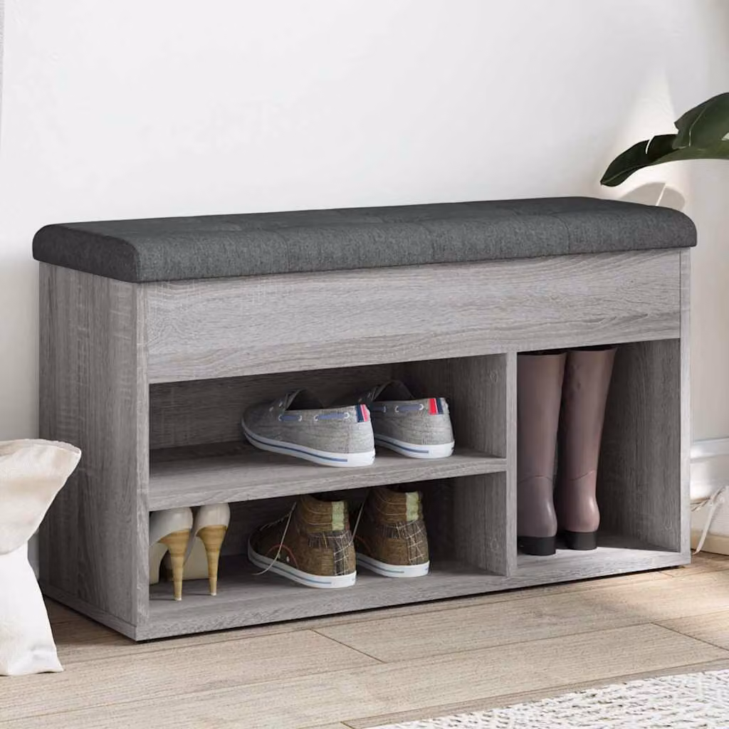Panca porta scarpe vidaXL Grigio moderno in legno e MDF L: 82 cm, P: 32 cm, H: 45,5 cm