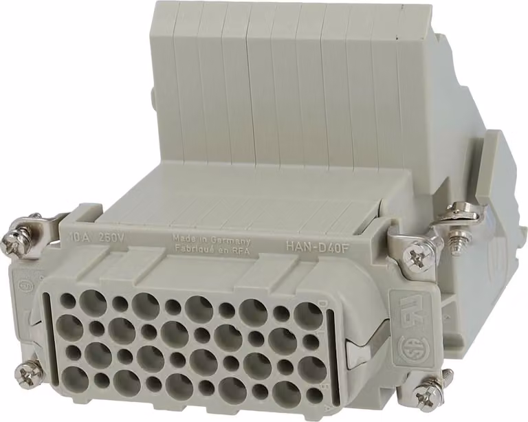 "Han 40D Raccordo distributore inserto (F) "destro" a vite, 40 poli+PE 250V, 10A"