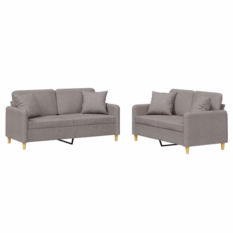 Set Divani 2 pz con Cuscini Tortora in Tessuto