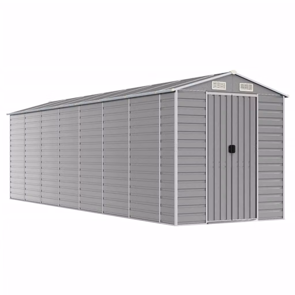 Casetta da giardino grigio chiaro 191x640x198 cm in acciaio zincato