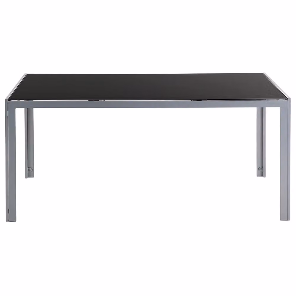 Tavolo da pranzo da giardino rettangolare BELIANI con piano in vetro nero e struttura in alluminio grigio resistente ai raggi UV – 2