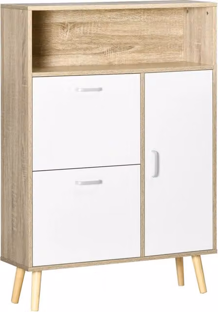 Scarpiera salvaspazio XYLO in legno bianco con 2 ante e ripiani interni, capacità 8 paia, L: 80 cm, P: 25.5 cm, H: 112.5 cm
