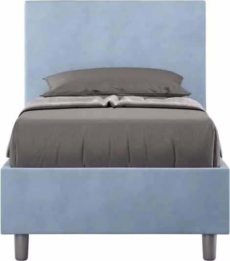BS COM Letto singolo senza rete imbottito 90x200 microfibra azzurro