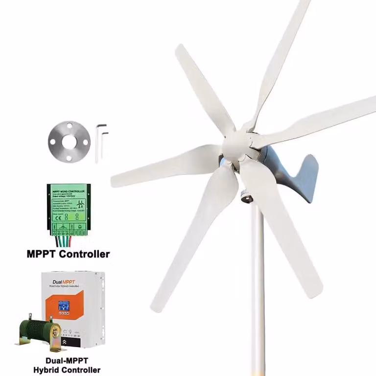 Generatore eolico da 3000W - Modello SP-3000, asse orizzontale - Sistema isolato a 12V - 6 pale - Regolatore di carica duale MPPT - Alimentazione elettrica per la casa