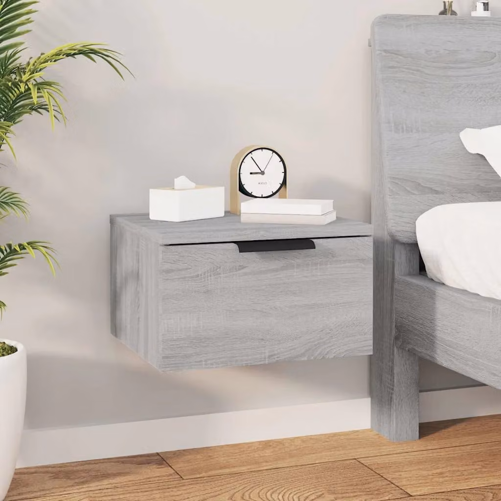 Comodino a muro vidaXL moderno in legno grigio L: 34 cm, P: 30 cm, H: 20 cm