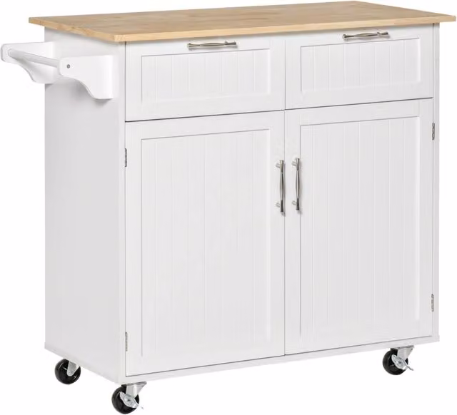 Carrello da cucina GIORDANOSHOP in legno bianco con ruote L/P/H: 104 x 46 x 91 cm