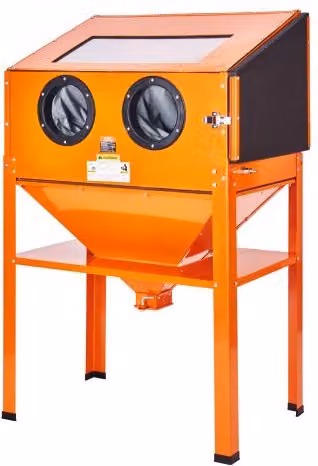 Armadietto per Sabbiatura VEVOR in Acciaio Inox Arancione con Supporto, Pistola per Sabbiatura e 4 Ugelli in Ceramica per Rimozione di Vernice, Macchie e Ruggine, 60 Galloni, 40-120PSI