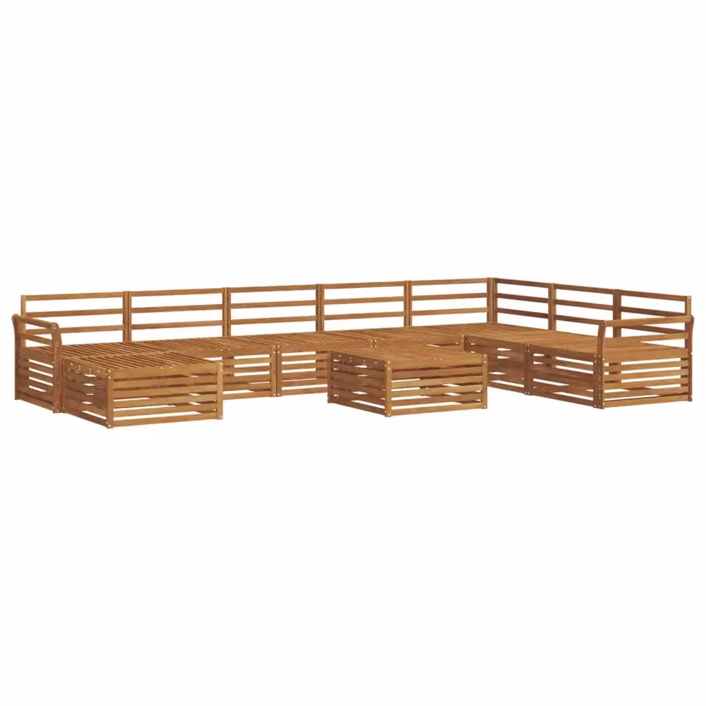 Set di divani da esterno 9 pezzi vidaXL in legno di acacia massello naturale con cuscini marroni e tavolino da giardino – 2