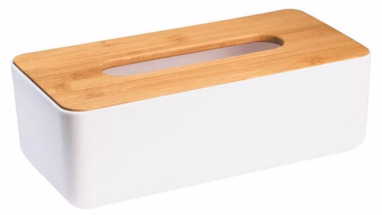 Scatola per fazzoletti di carta SNOW 262x90x132 mm, bianco/bambù