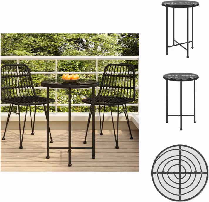 vidaXL Tavolo da pranzo nero Ø55 cm in vetro temperato e acciaio - Tavoli da giardino