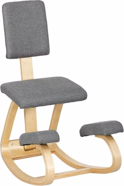 Sedia Inginocchiatoio Zephmum in Tessuto e Legno di Betulla Grigio L: 51 cm, P: 84 cm, H: 93 cm – 1