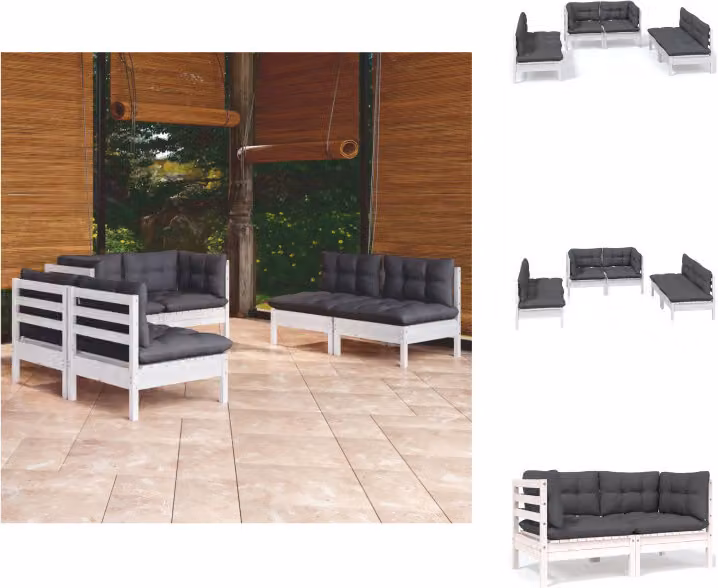 vidaXL Set di 6 pezzi da giardino con cuscini in pino massiccio - Set di mobili da giardino