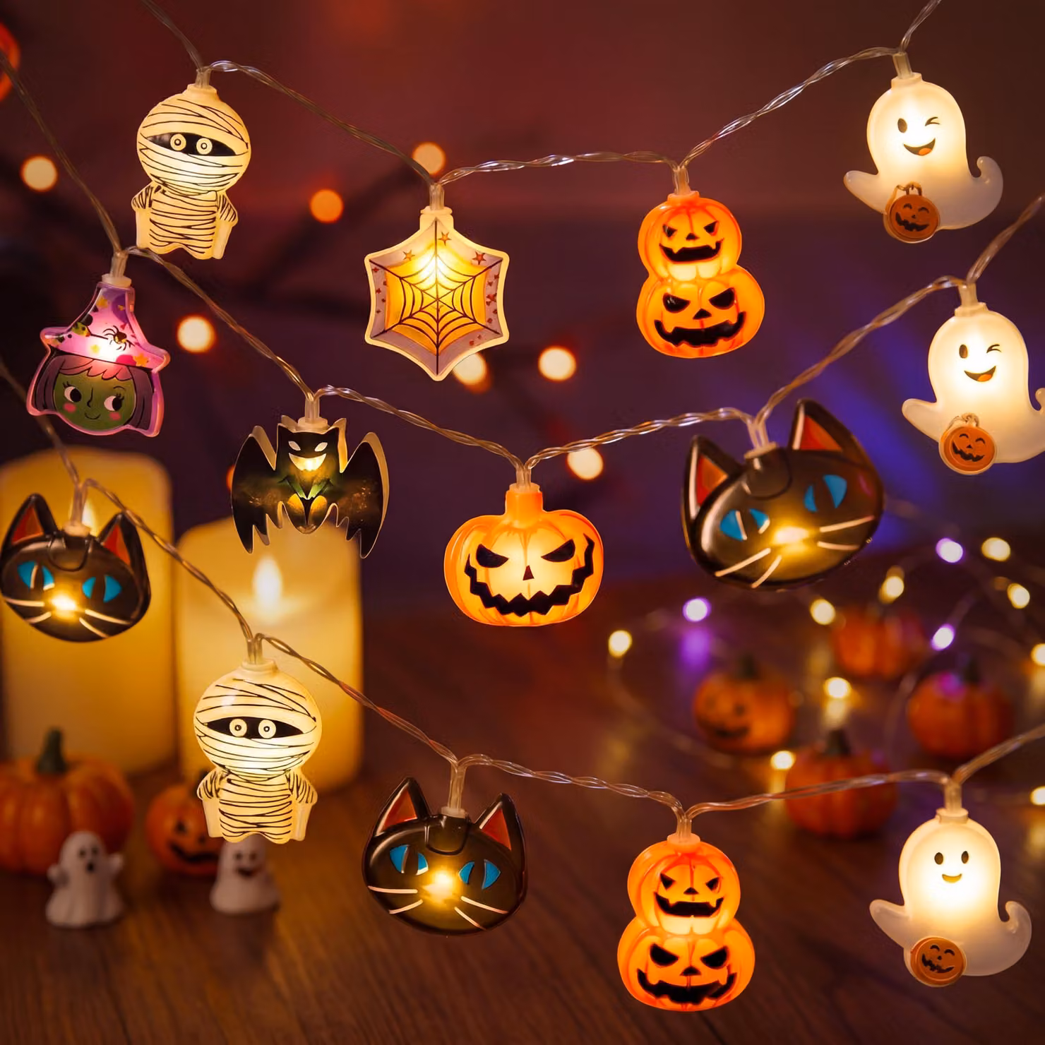 Catena luminosa a LED a tema Halloween, 6 metri, 30 luci