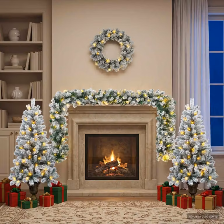 vidaXL Set mini alberi di Natale 120 cm 275 LED Bianco caldo PVC