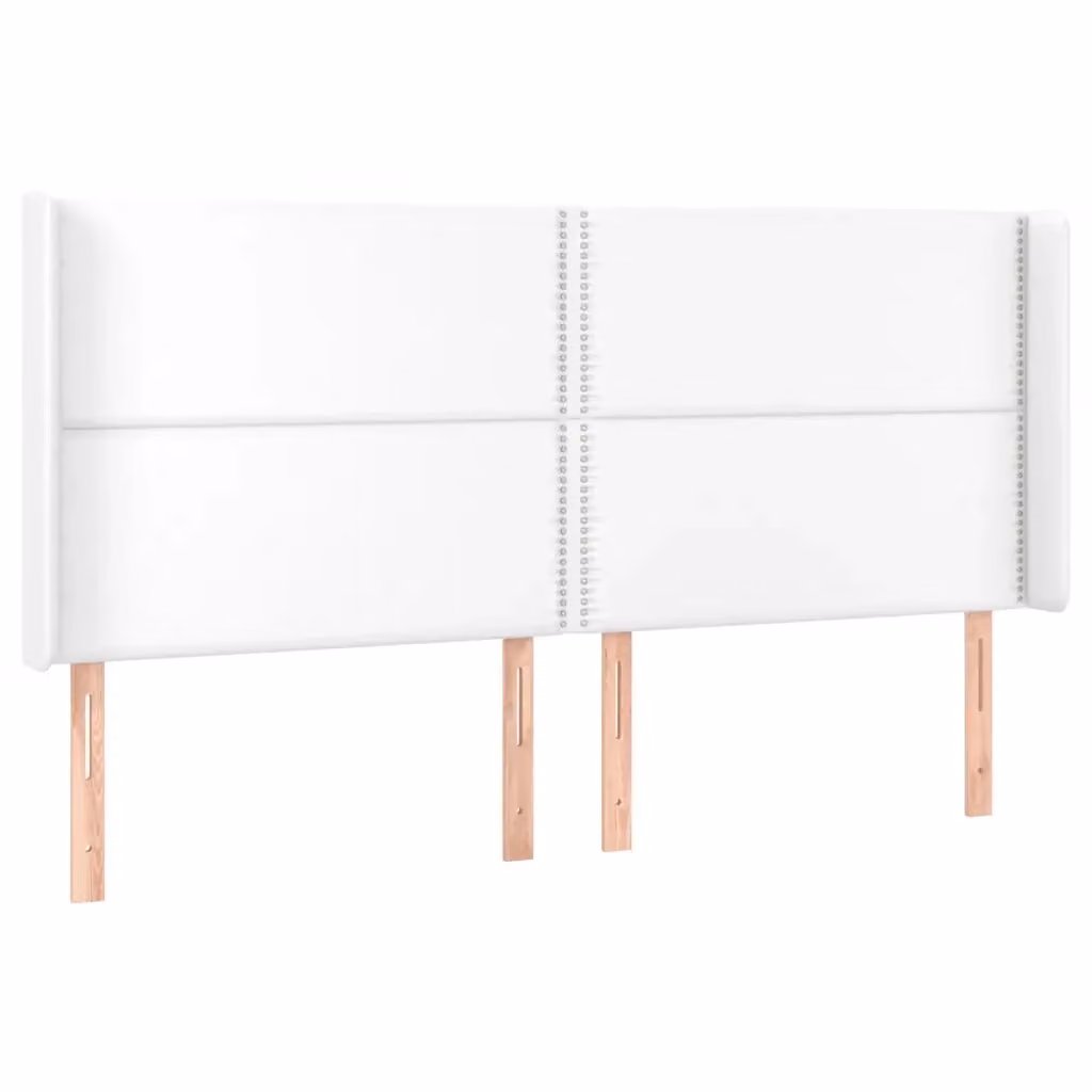 Testiera ad orecchio vidaXL in similpelle bianca con struttura in legno, L: 203 cm, P: 16 cm, H: 118-128 cm – 2