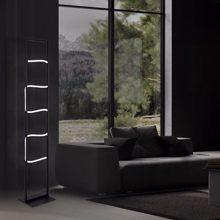 Lampada da terra a LED, metallo, nera, alluminio, bianca, altezza 135,4 cm