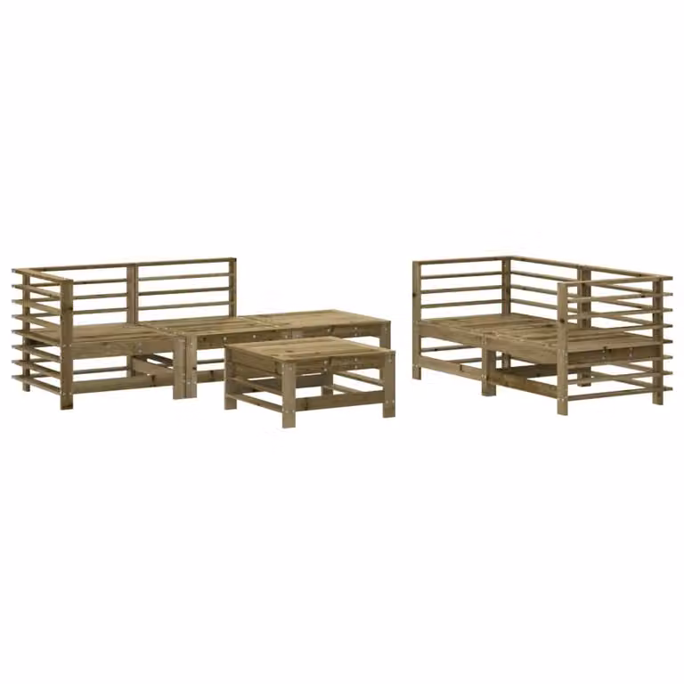 Set Salotto da Giardino 6 pz in Legno Impregnato di Pino