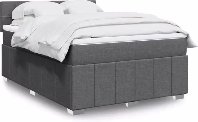 Letto Ibrido vidaXL con Giroletto a Molle e Materasso Grigio e Bianco L/P: 160 x 200 cm