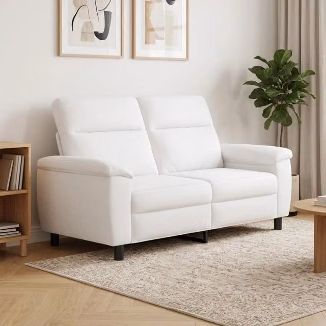 Divano moderno vidaXL in tessuto bianco con struttura in metallo L/P/H: 178 x 90 x 95 cm