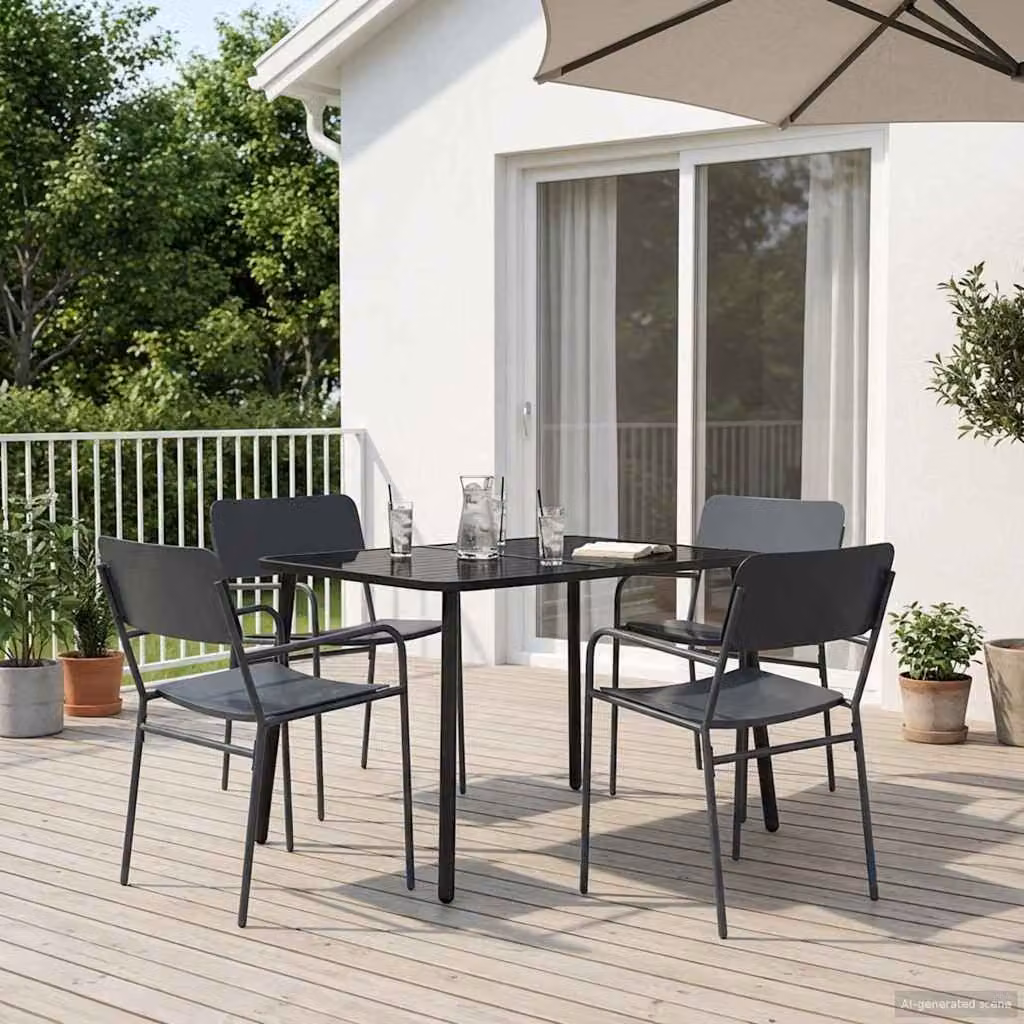 vidaXL Set da pranzo moderno in acciaio antracite per giardino e terrazza, 5 pezzi