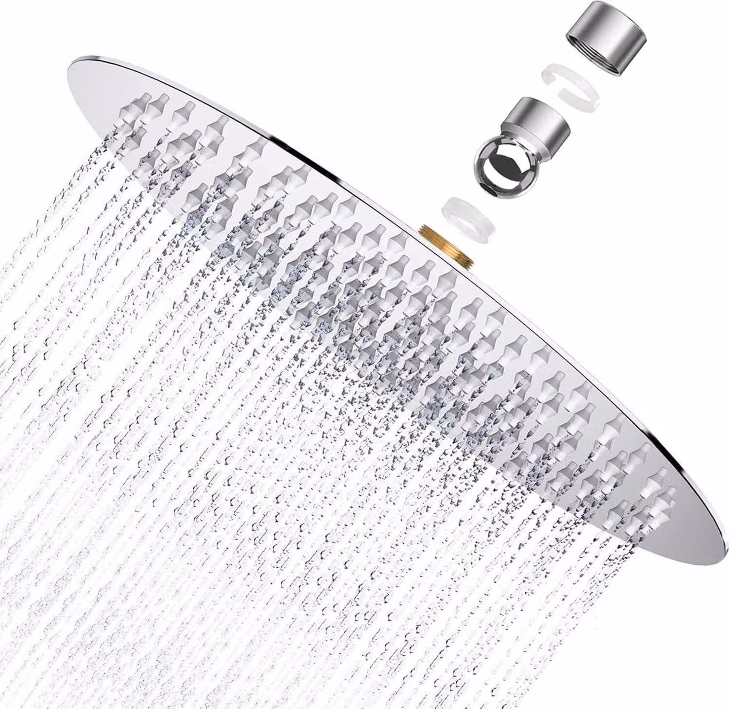 soffione doccia a pioggia 20cm in acciaio inox AISI304 ugelli tondi anticalcare