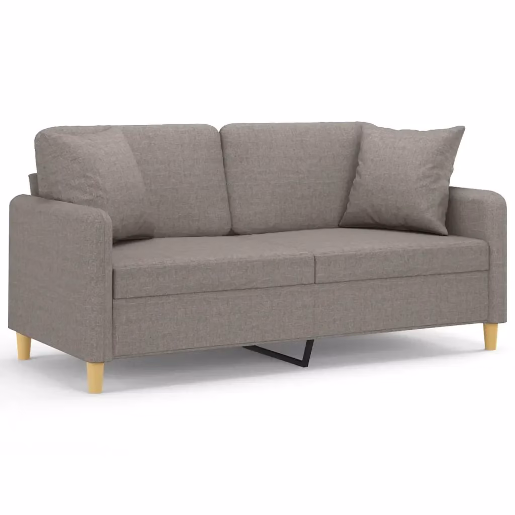 vidaXL Divano a 2 Posti Moderno in Tessuto con Cuscini, Colore Grigio o Beige, L: 158 cm, P: 80 cm, H: 77 cm – 2