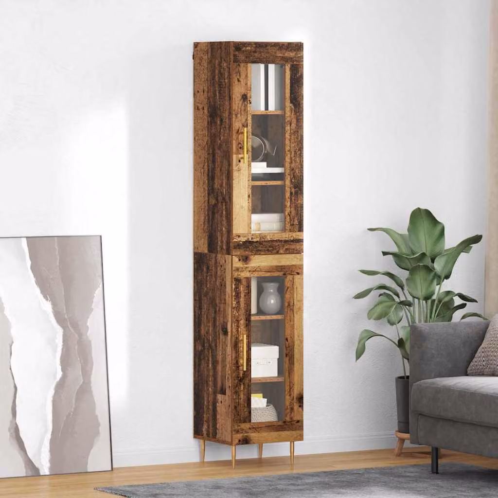 Set di 2 credenze moderne vidaXL in legno e metallo, colore marrone e oro, L/P/H: 34,5 x 34 x 180 cm