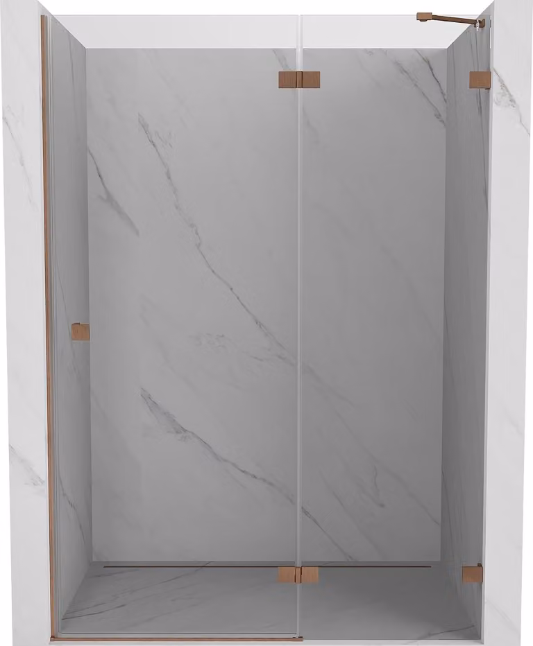 Mexen Lunar porta doccia a battente destra 135 cm, trasparente, rame spazzolato - 834-135-000-65-00-P