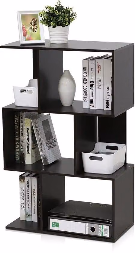 Libreria in legno di colore marrone, a tre ante