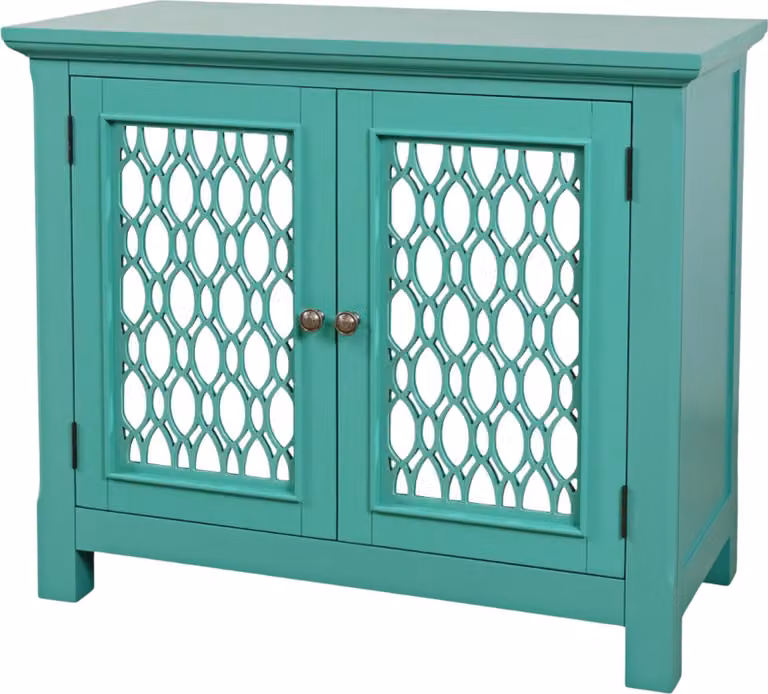 FURNLUX Credenza Avola Turchese e Argento 97cm / Colore principale: Verde / Dimensioni: 97 x 82 x 49 cm