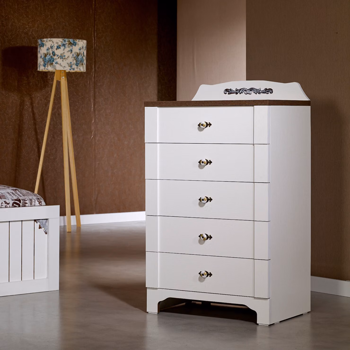 Skye Decor, Gazel, cassettiera, bianco, 100% pannelli truciolari rivestiti in melamina, 65 x 46 x 102 cm